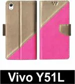 Sbms Vivo Y51L Pink Artificial Leather Shock Proof Flip Cover