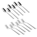 Vinod Stainless Steel Cutlery Set for Home and Kitchen (6 Inch, Regular Size Spoon & Fork - Pack of 12)  