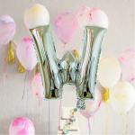 AMFIN (28 inch) Letter W Alphabet Foil Balloon - Silver