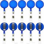 Shining Zon Round Shape YoYo Retractable Key Ring Key Chain for ID Card Holder (Blue Pack of 10)