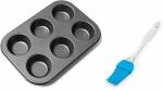 noble foods Steel Muffin Cake Tray and Basting Brush