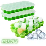 NIPAN Ice Cube Tray with Silicon Ice Mold Trays Flexible Silicone Honeycomb Design 37 Cavity Ice Cube Tray with Lid Multicolor Pack of 2 RANDOM COLOR