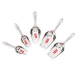 HAZEL Stainless Steel Scoop Spoon | Grocery Flour Grain Dry Foods Candy Spice Scoop | Steel Scoops For Grocery Shop Store | Grocery Shop Accessories Equipment, Set of 5, Silver