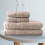 Spur Eco-Friendly Antibacterial Bamboo Towel Gift Set ( 2 Large Towels(70 cmX140 cm) & 2 Hand Towels(40 cmX60 cm) - Beige (4pcs)