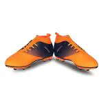 NIVIA Ashtang Football Stud for Kids | TPU Sole with PU Synthetic Leather | A Moulded Removable E.VA | Pre-Molded TPU Light Weight Insole | Ideal for Hard and Grassy Surfaces (Black,Orange) UK-3