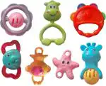 Rattle Set With Teether For New-Born Baby - Non-Toxic- (7pc) Rattle