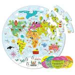Webby Amazing World Map Jigsaw Floor Puzzle 60 Pcs with 4 Double Sided Flashcards