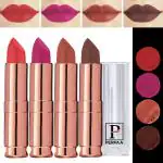 PERPAA Antique Velvet Stick Lipstick, Enreached with Jojoba Oil, Shea Butter Pack of 4 Lipsticks, Shade-Nude,Brown,Dark Pink,Light Orange