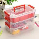 SPHP 3 Tier Transparent Rectangular Multi Utility Detachable, Space Saving Organiser With Lid