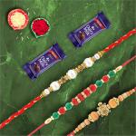 SurpriseForU Premium 3 Rakhi Set With 2 Cadbury Creamy Chocolates| Rakhi Chocolate Gift For Brother| 024