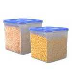 Cutting EDGE Square Modular Air Tight Multi Purpose Container Set - for Rice, Flour, Cereals, Sugar & More (Light Blue) (2, 4.5L)