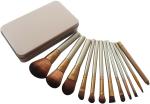 Puna Store PS-12 Beige Makeup Brush with Storage Pouch 12 Piece