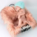 MOMISY Peach Newborn Baby Photo Prop Fur Blanket