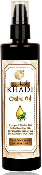 Herbal Khadi Herbal Hair Oil, Natural Cold Pressed Castor Oil for Hair Growth and Skin Care, Eyebrow Eyelash & Nails care 200 ml Pack of 1