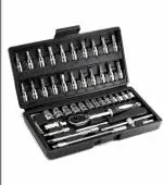 JIAVAXA 46 PCS Screwdriver and Socket Wrench Set, Mechanic Tool Kit