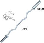 Ymd 3 Feet Curling Olympic Barbell Rod 30 Mm Internal Dia And 50Mm Outer Dia Weight Lifting Bar