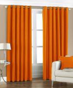 Dc Decastle Ornage Plain Solid 182 cm (6ft) Room Darkening Window Curtain (Orange, Pack of 2)