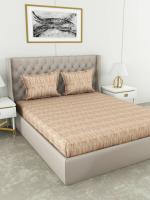 BIANCA nude Cotton King Fitted Double Bedsheet With 2 Pillow Cover-3pc geometric(274 x 274 cm)