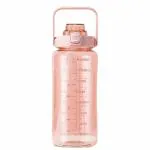 4tens Water Bottle 2 Litre with Motivational Time Marker Sipper Water Bottle Leakproof Durable BPA Free Non-Toxic Water Bottle for Office Gym Sport (Pink)