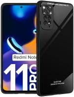 Zybux Redmi Note 11 Pro Plus 5 G Black Glass and Silicon Mobile Back Cover