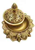 KESHTO Dhoop Dani Brass Lotus Shape Dhoop Dani Lotus Shape Incense Burner Dhoop Dani Lotus Dhoop Brass Lotus Dhoop Dani Brass Dhoop Burner Brass Dhoopdaani for Home Temple
