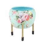 Ferns N Petals Multicolor Round Shape Metal Pot 3.2X4.5 inch