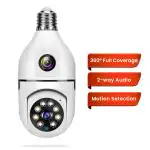 amiciVision 360degree + 90degree Dual Lens CCTV Camera - Crystal Clear Night Vision, Two-Way Audio, Smart Motion Detection, WiFi App Connectivity, 220 VAC