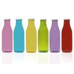 pb PapyrusBolsys KV Glass Bottles, 1 ltr, Set of 6, Multicolor