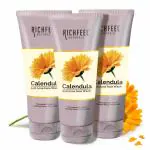 Richfeel Anti Acne Calendula Face Wash | Soothing | For Skin prone to Acne & Blemishes | Prevents breakouts | Physician Formulated | Helps Calm & Replenish Skin | 100 g (Pack of 3)