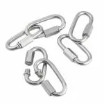REZNOR Heavy Duty Oval Shape Stainless Steel Screw Link Snap Hook Carabiner/Hook Swing Connector Multipurpose, SnapHook for Weight-Lifting Mountain Swinging Climbing Gym Silver (Pack of 6)