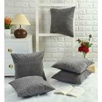 HOMECROWN Premium Velvet Fur Cushion Covers - Set of 5 (16x16 inch, Grey)