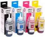JIMIGO Premium Refill Ink for Epson L380 Printer Compatible with Epson T664 Eco Tank L130 L220 L360 L380 L361 L655 L310 L405 L565 L365 L485 L1300 L1455 (Black/Cyan/Magenta/Yellow) - (4 Color - 70 ml Each Bottle)