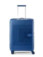 American Tourister Aerostep Expandable 77 Cms Blue Large Check-In Spinner Trolley Bag