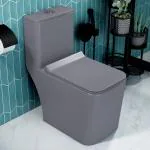 Plantex Commode for Toilet/Ceramic Western Commode/One Piece Commode with Soft Closing Toilet Seat - S Trap Outlet (M04, Grey)