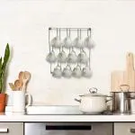 Olrada Wall Mounted Stainless Steel Square Shape Cup /Coffee Mug Holder with 12 Hooks