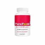 PureFoods Vitamin B Complex Capsules - Biotin & Folic Acid, With Vitamin C and E | Boosts Immunity and Metabolism Lactose & Gluten Free, 60 Capsules