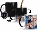 NH10 DESIGNS BTS Printed Magic Mug with BTS Logo Keychain for Girls Boys Friends Birthday Gifts BTS Music Band V Suga J-Hope Jungkook Jin Jimin Rm, BTS Magic Coffee Mug (350ml) BMMK17