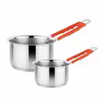 IDEAL PRIME Heavy Duty Stainless Steel Saucepan Combo Set 0.5+1 Liter With Induction Bottom | Steel Milk/Tea Pan Donga/ Tapeli Cookware Set Pack Of 2