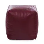 Style Homez Premium Leatherette Square Bean Bag Ottoman Stool L Size Maroon Color Cover Only