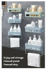 QXORE Wall Shelves with Towel Hanger Bathroom Organizer Rack (6 Bathroom Shelves +2 Towel Hanger)