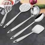 Parage 5 Pieces Stainless Steel Hammered Kitchen Tool Set for Cooking, Cooking Spoons Set, 13 inches, Silver (Contains: 1 Ladle, 1 Skimmer,1 Turner, 1 Spatula, 1 Potato Masher), Silver
