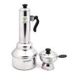 Coconut Rust Resistant Silver Stainless Steel Puttu Maker and Puttu Cup 200 ml (pack of 2)