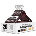 ROCKFIELD cozymood Premium Wooden Hangers for Coats Wooden Clothes Hangers 20 Pack Wooden Hangers Bulk Wooden Coat Hanger Brown Premium Hangers Wooden for Clothes Pants Skirt