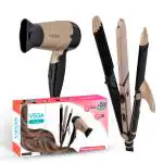 Vega Hair Dryer and Straightener Combo, Includes: 3 in 1 Hair Styler and Insta Glam Hair Dryer for Women, (VGGP-10), Black