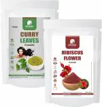 Amazercare Hibiscus + Curry Leaves Powders Combo 100% Natural For Healthy Hair & Growth (2 Pouches) Hair Care Combo