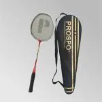 Prospo 2000 Lightweight Intermediate Long Head Alloy Steel Badminton Racquet with Free Cover High Modulus Aluminum, Superlight Carbon Fiber Badminton Racquets (Red) Glossy Finish