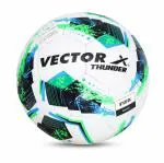Vector X Thunder FIFA Basic Soccer Ball Rubber Hand Stitched Football For Professional Play (White-Green) Size-5