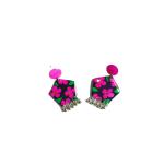 Reverie Handmade Jewelry Resin Handcrafted Floral Design Earring Set for Women and Girls- Pink