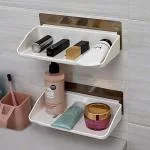 ELITEHOME Self Adhesive Bathroom Tray, Plastic Bathroom Organizer for Bathroom Accessories Set of 2