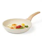 Carote Non Stick Frying Pan, Granite Omlette Egg Pan, Induction&Gas Fry Pan, Fish Pan, 24cm, White